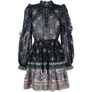 Ulla Johnson Black and Blue Floral Mini Dress